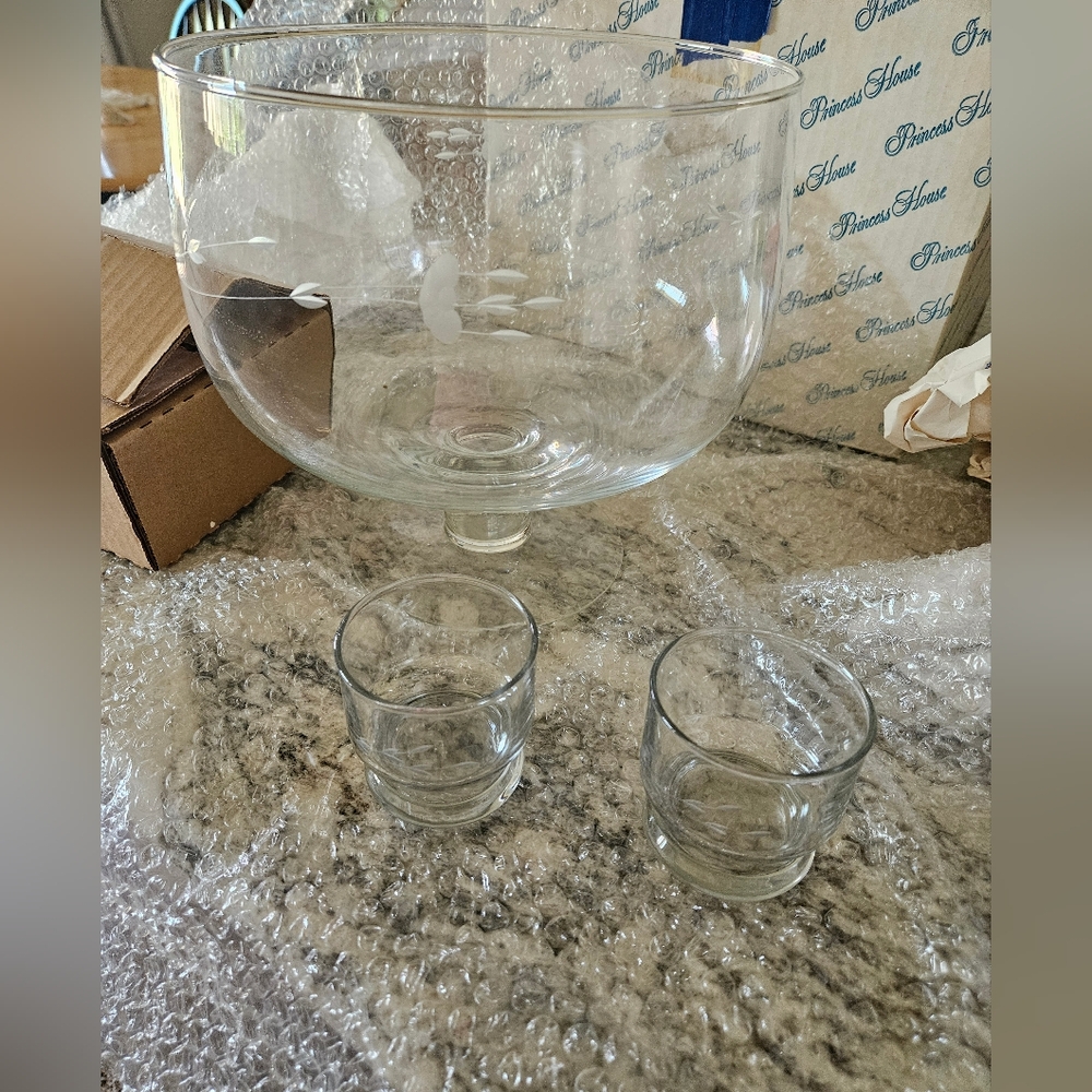 Elegant Glass Punch Bowl Set